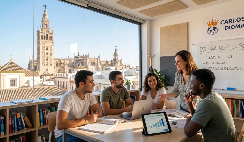 El panorama global y la relevancia de la competencia lingüística 1 Estudiantes adultos participando en una dinámica de conversación durante una clase de idiomas.