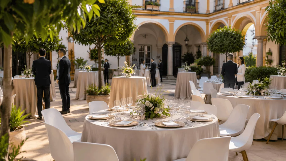 Alquiler de mesas y sillas para eventos en Sevilla: claves para organizar un montaje cómodo y funcional